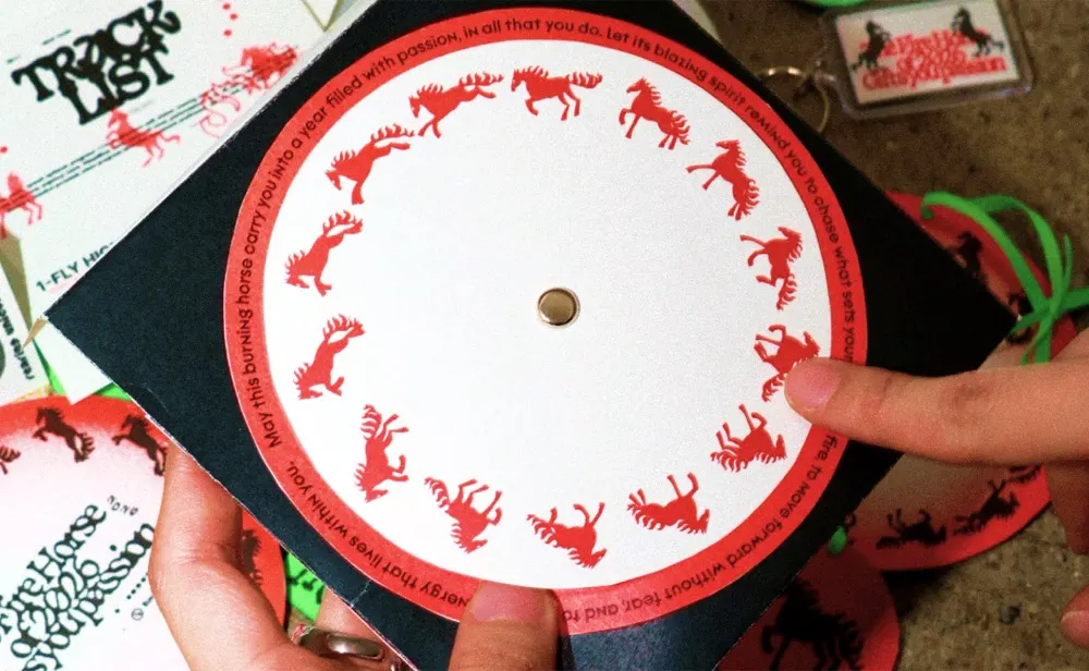 FIRE RUNNING HORSE NEW YEAR CARD
